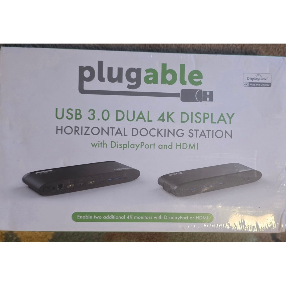 Plugable USB 3.0 Dual 4K Display Docking Station UD-6950H NEW Sealed HDMI DP